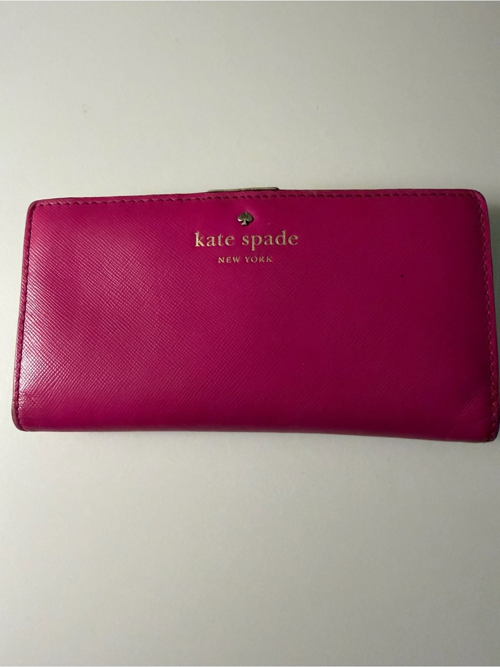 kate spade Hot Pink Saffiano Leather Zip Wallet